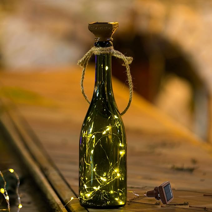 YJFWAL Upgraded 12 Pack Solar Wine Bottle Lights, 20 LEDs Waterproof Copper - Image 6
