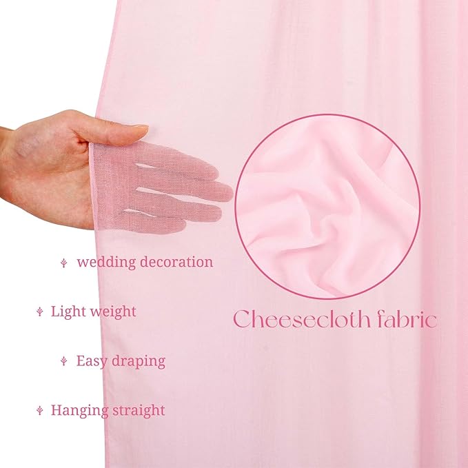 6 Panels Pink Ceiling Drapes for Wedding, 5ftx20ft Ceiling Drapes Cheesecloth - Image 4