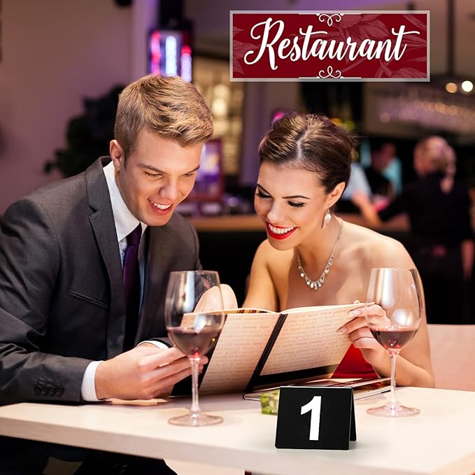 Tuanse Table Numbers 1-50 Acrylic Double Side Numbered Table Tents Restaurant - Image 6