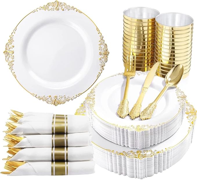 Nervure 350PCS Gold Plastic Plates by Nervure