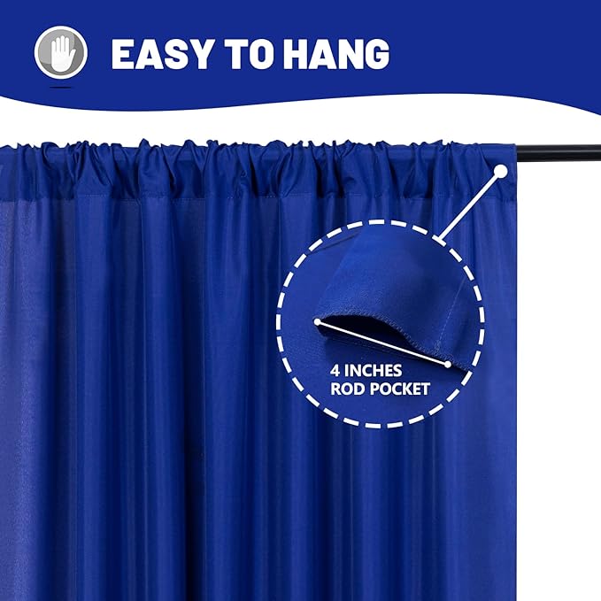 Royal Blue Backdrop Curtains for Party Stage Wedding Ceremony Light Filtering - Image 5