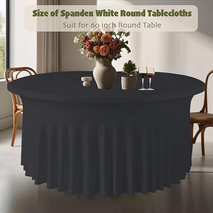 10 Pack Black Round Spandex Tablecloths - Image 3