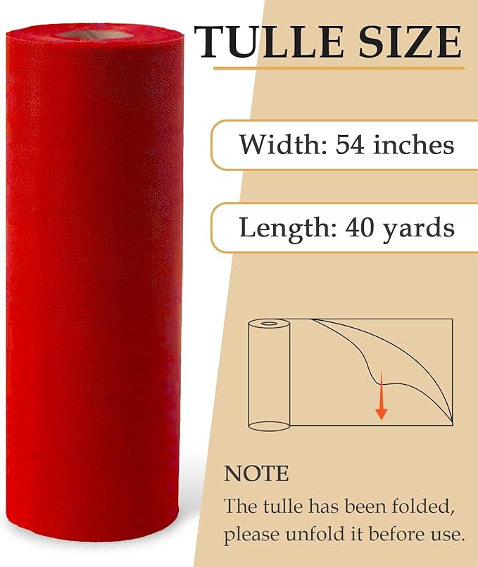 Red Tulle Fabric Roll - Image 2