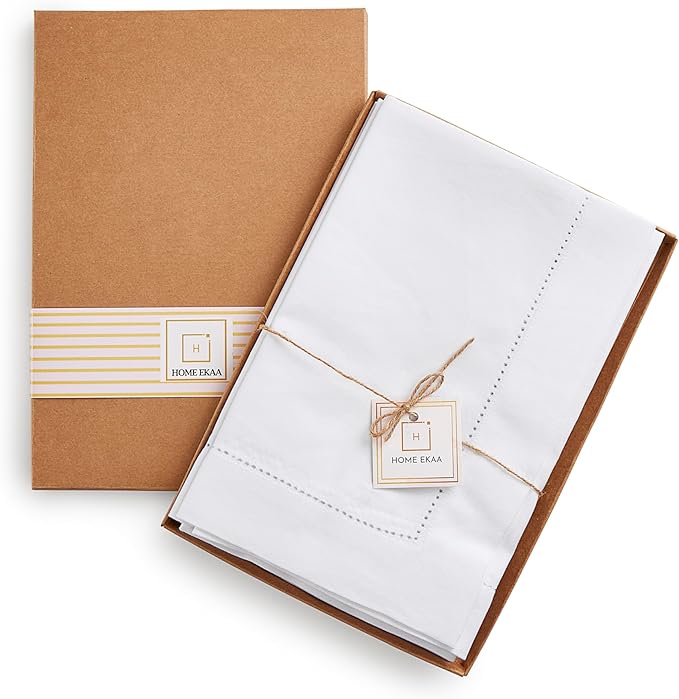 Cotton Linen Cloth Napkins Set of 4 – Hemstitch White Dinner Napkins 20 x 20 - Image 4