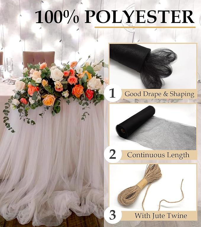 Black Tulle Fabric Roll - Image 4