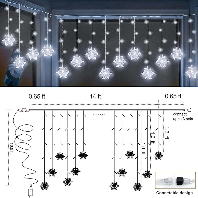 Christmas White Icicle Lights - Image 2