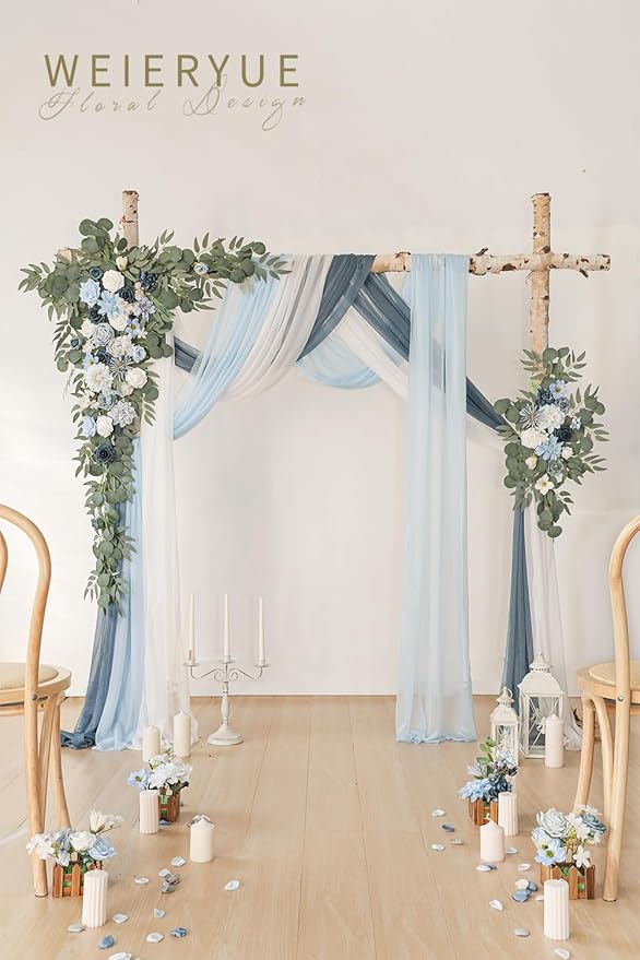 Deluxe Blue Artificial Wedding Arch Flowers - Image 2
