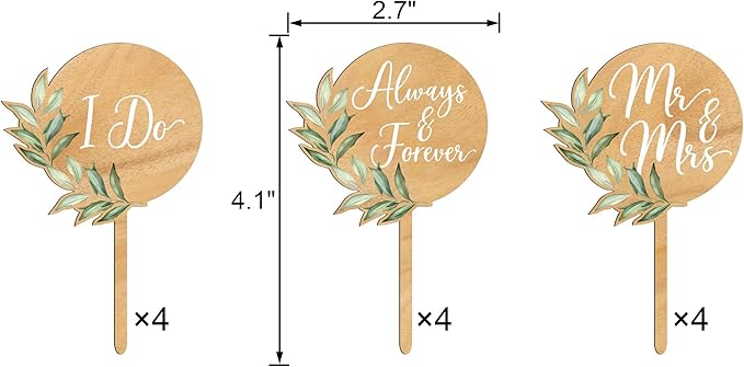 12 PCS Wedding Cupcake Toppers Green Mr & Mrs Wedding Cake Cupcake Decorations - Image 7