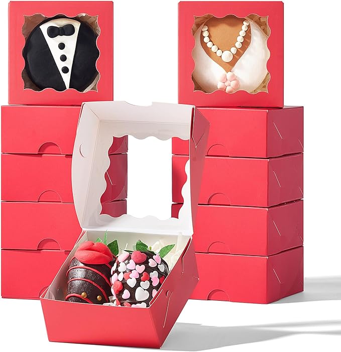 RomanticBaking 3 ¼" x 3 ¼" x 1 ½" 100PCS Chocolate Truffle Boxes by RoanticBaking
