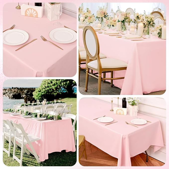 10 Pack Pink Tablecloths for 8ft Rectangle Tables 60 x 126 Inch - Image 4