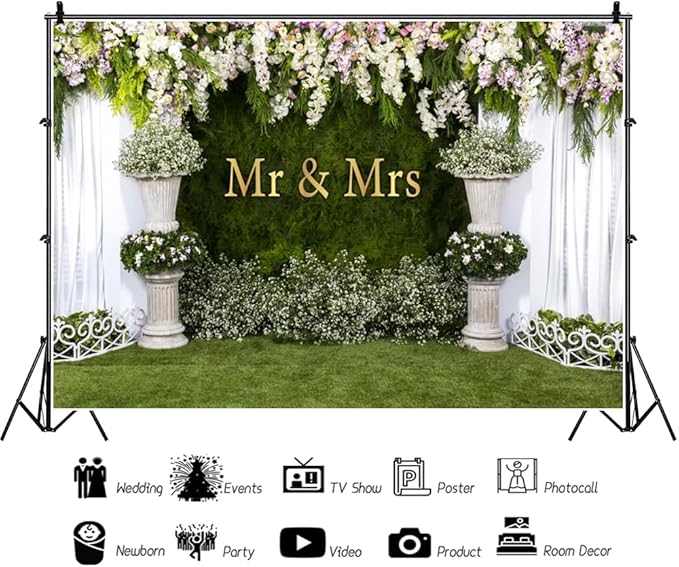 Wedding Arch Flower Backdrop 7x5ft - Image 3