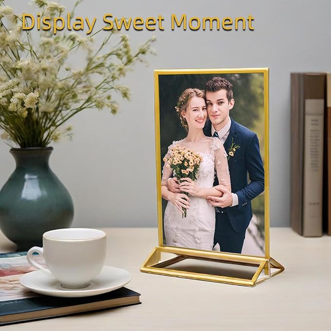 6 Pack Acrylic Sign Holder 5x7" Photo Frames, Double-sided Clear Menu Holder - Image 3