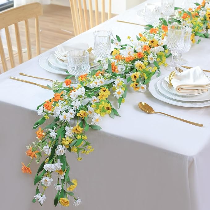 Mizii Artificial Flower Garland 6FT Fake Daisy Floral Garland Daisies Hanging - Image 4