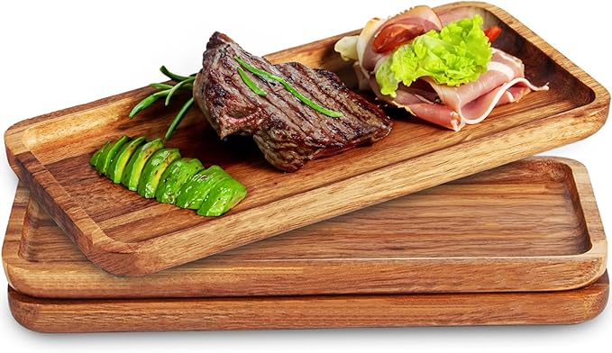 Versatile Acacia Wood Serving Trays by AZ-Homey