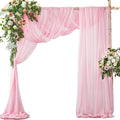 SiinvdaBZX 2 Panels Wedding Arch Draping Fabric 30" x 20Ft Pink Sheer Chiffon by SiinvdaBZX