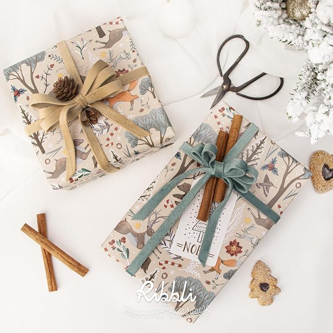 Ribbli Christmas Wrapping Paper Rolls, Mini Roll-17 Inch x 33 Feet-Christmas - Image 3