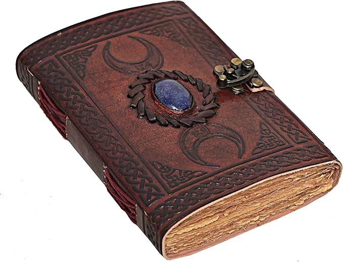 cuero 3 Moon Blue Lapiz Embossed Vintage Leather Journal by cuero