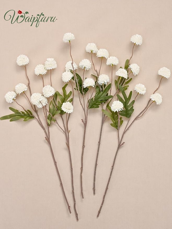Waipfaru 10pcs Fake Silk Pompon Mum Artificial Flowers, Bulk Faux Mini - Image 6