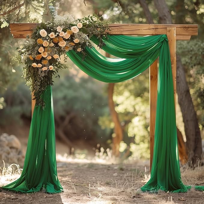 Wokceer Wedding Arch Draping Fabric 28.7" x 20FT Emerald Green Drapes Sheer - Image 7