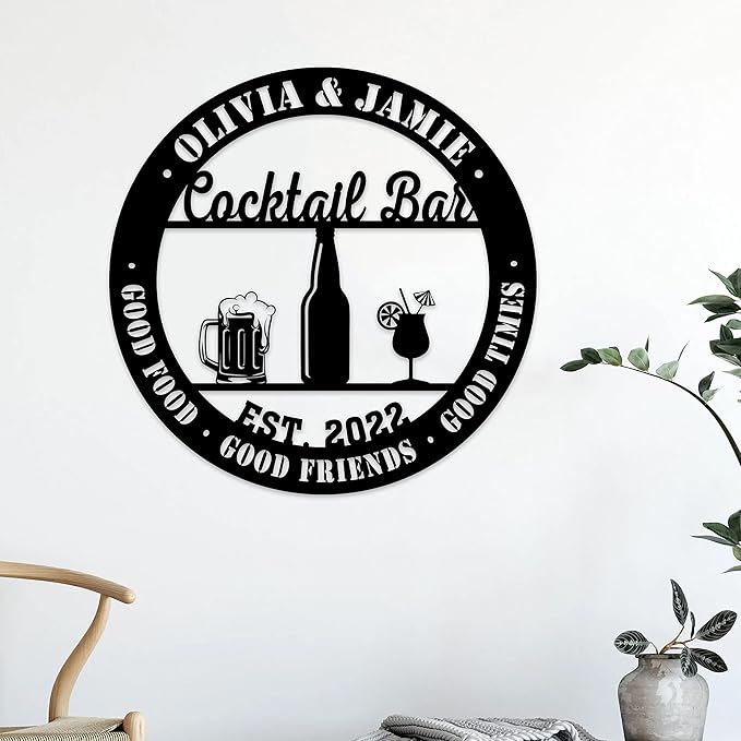 Personalized Cocktail Bar Metal Sign LED Lights, Cocktail Sign, Drinking Lounge - Image 5