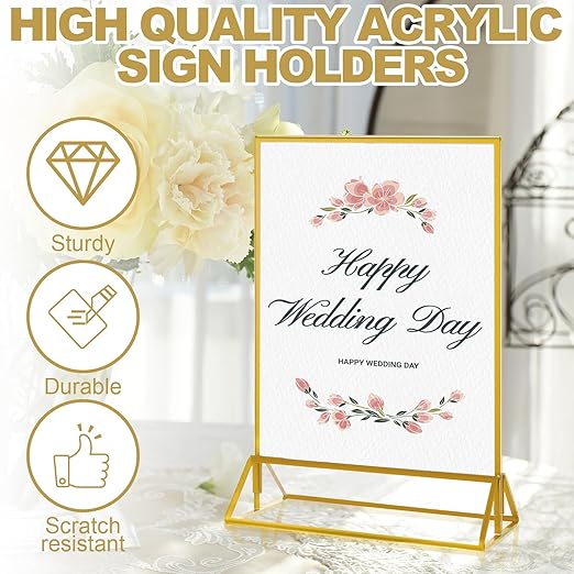 8PCS 5x7" Double-Sided Acrylic Sign Holders, Table Number Holders - Image 4