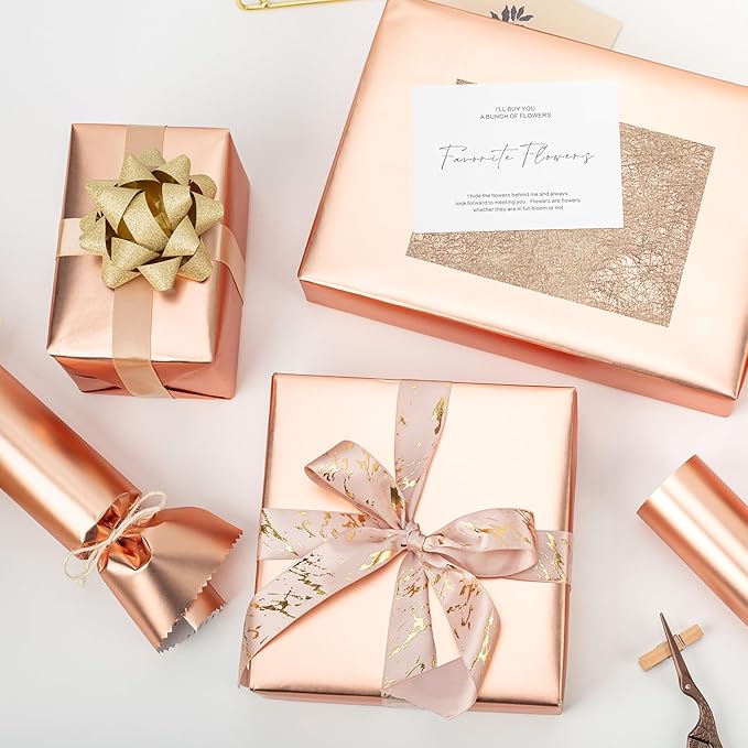 Garbendy Rose Gold Wrapping Paper Roll - Image 5