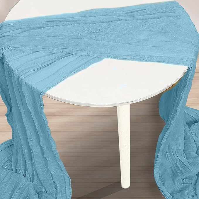 6 Pack Baby Blue Cheesecloth Table Runner 35x120 Inch 10Ft Rustic Gauze Cheese - Image 2