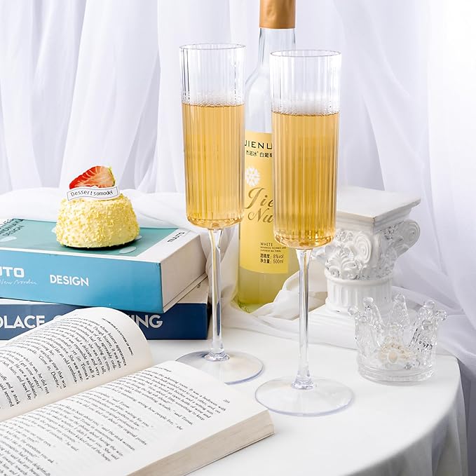 Ciaell 24 Pack Plastic Champagne Flutes - 6oz Ribbed Disposable Champagne - Image 8