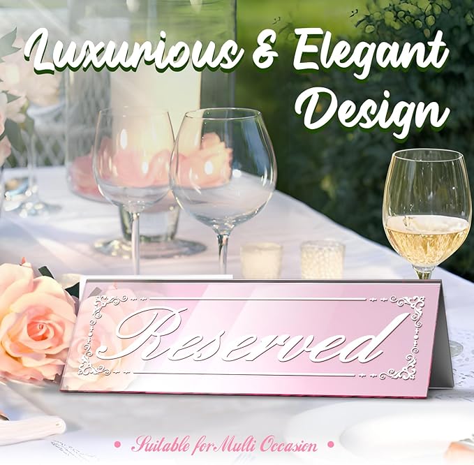 12 Pcs Mirrored Rose Gold Reserved Table Signs, Acrylic Reserved Table Tent - Image 6