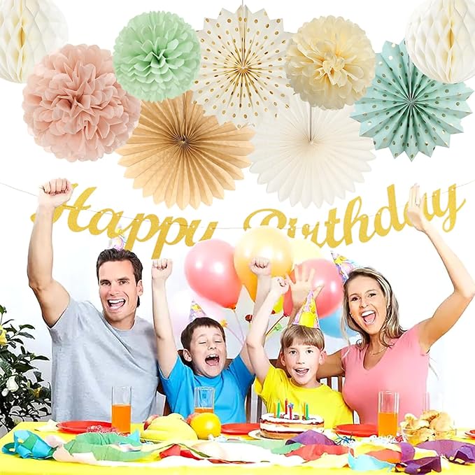 Sage-Green Blush-Pink Beige Birthday Party-Decorations - Image 7