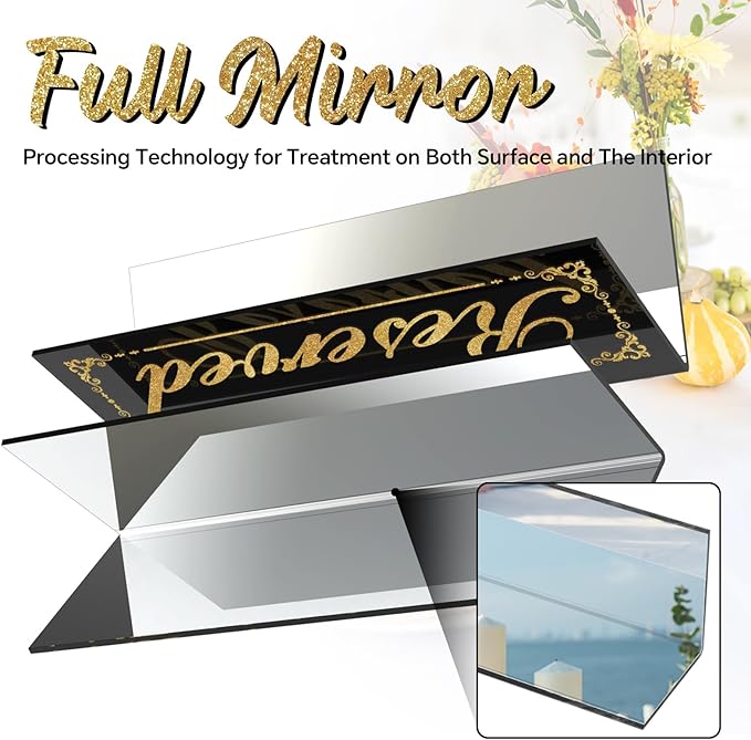 12 Pcs Black Mirrored Reserved Table Signs, Acrylic Reserved Table Tent Signs - Image 3