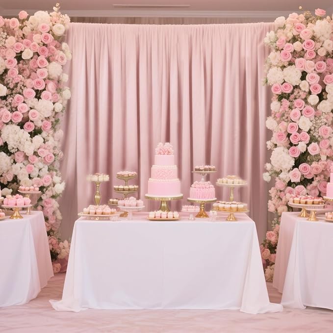 Sugargirl 10x10FT Blush Pink Backdrop Curtains Polyester Photo Backdrop Drapes - Image 2