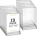 Floroom 12 Pack 8.5x11 Inch Clear Acrylic Sign Holders, Double-Sided Black by Floroom