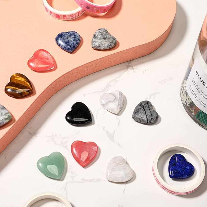 Nuenen 40 Pcs 0.8 Inch Worry Stone Bulk Crystals Heart Shaped Rock Tiny - Image 7