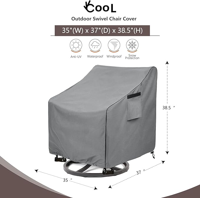 Outdoor Swivel Chair Cover 2 Pack, Outdoor Furniture Patio Chair Covers - Image 2