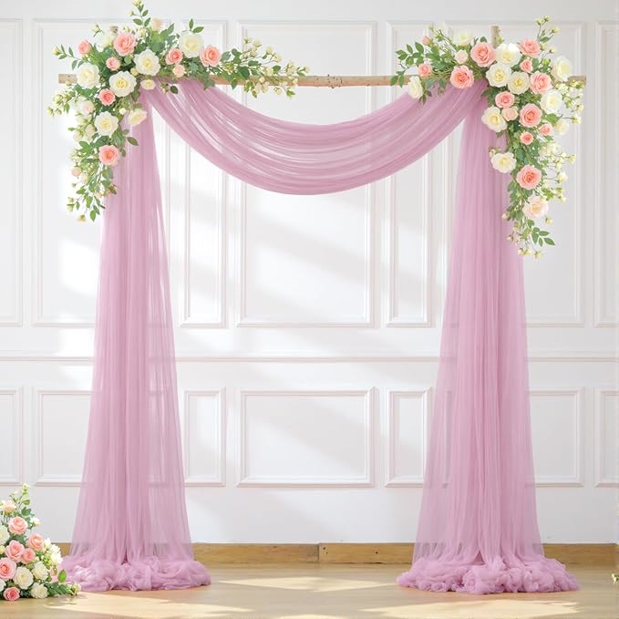 Wedding Arch Draping Fabric Backdrop 1 Panel 30" x 19Ft Dusty Rose Drapes by Suppromo