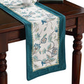 patdrea Designer Elegant French Floral Velvet Table Runner, Teal by Welcometopatdrea