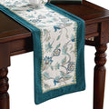 patdrea Designer Elegant French Floral Velvet Table Runner, Teal by Welcometopatdrea