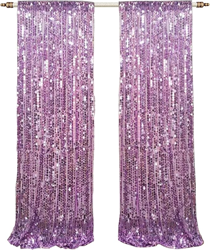 9x9FT Big Sequin Purple Backdrop Curtains, Sequin Photo Backdrop Payette - Image 2