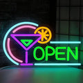 Open Neon Signs for Business, USB Dimmable Cocktails Neon Light for Beer Bar by Radineon
