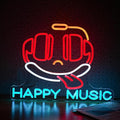 Headphone Neon Sign Dimmable Led Happy Music Neon Light by JLEWUINH