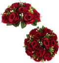 BLOSMON Flower Balls Wedding Rose Centerpieces: 2 Pcs Crimson Fake Flowers by Blosmon