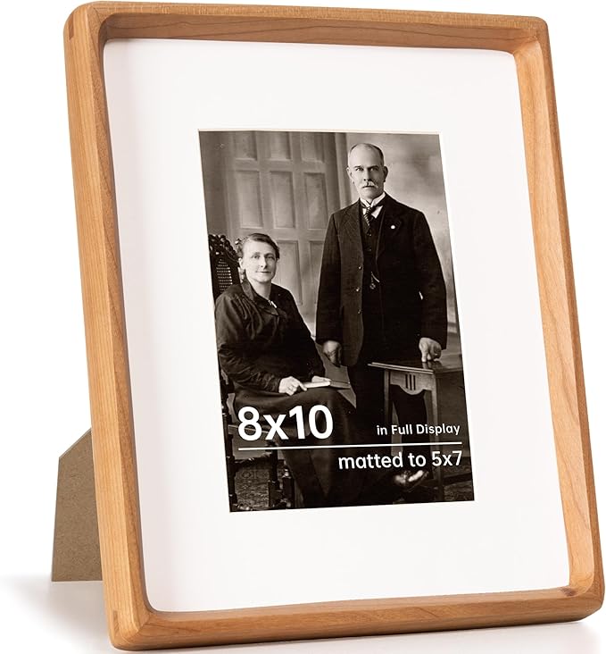 8x10 Picture Frame USA-Sourced Natural Cherry Wood Solid Original Wood Photo by Dreamland