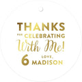 Andaz Press Personalized Round Circle Birthday Gift Tags, Metallic Gold Ink by AndazPress