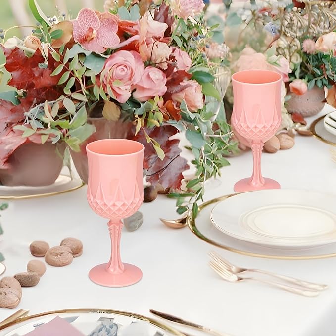 Plastic Vintage Wine Glasses 7OZ Plastic Goblets Vintage Drinking Glasses 12PCS - Image 6