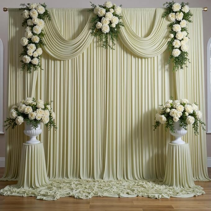 30 ft x 10 ft Wrinkle Free Sage Green Backdrop Curtain - Image 2