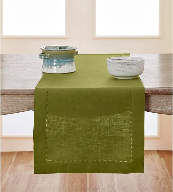 Solino Home Linen Avocado Green Table Runner 90 Inches Long by SolinoHome