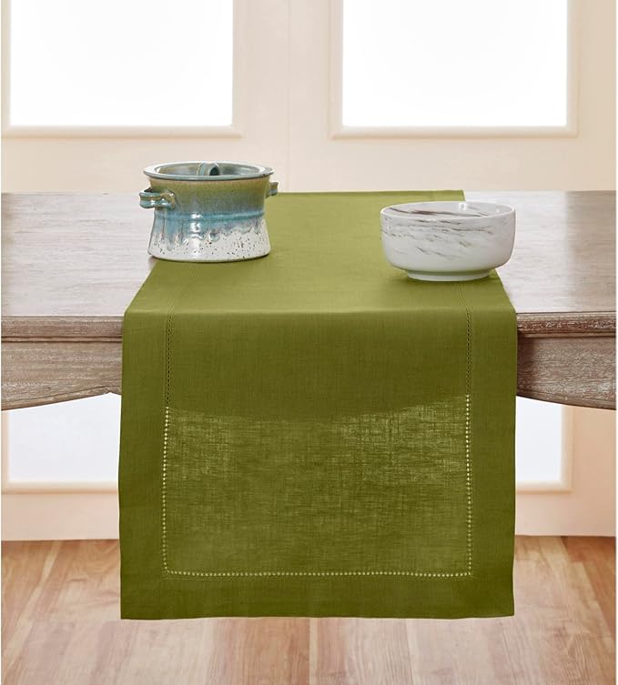 Solino Home Linen Avocado Green Table Runner 72 Inches Long by SolinoHome