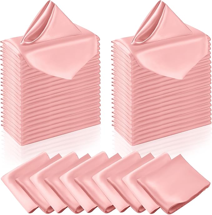 Manyshofu 60 Piece Blush Satin Napkins by Manyshofu