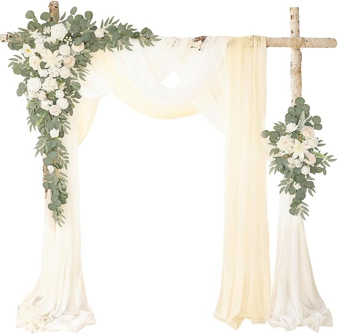 Deluxe White Artificial Wedding Arch Flowers by WEIERYUE